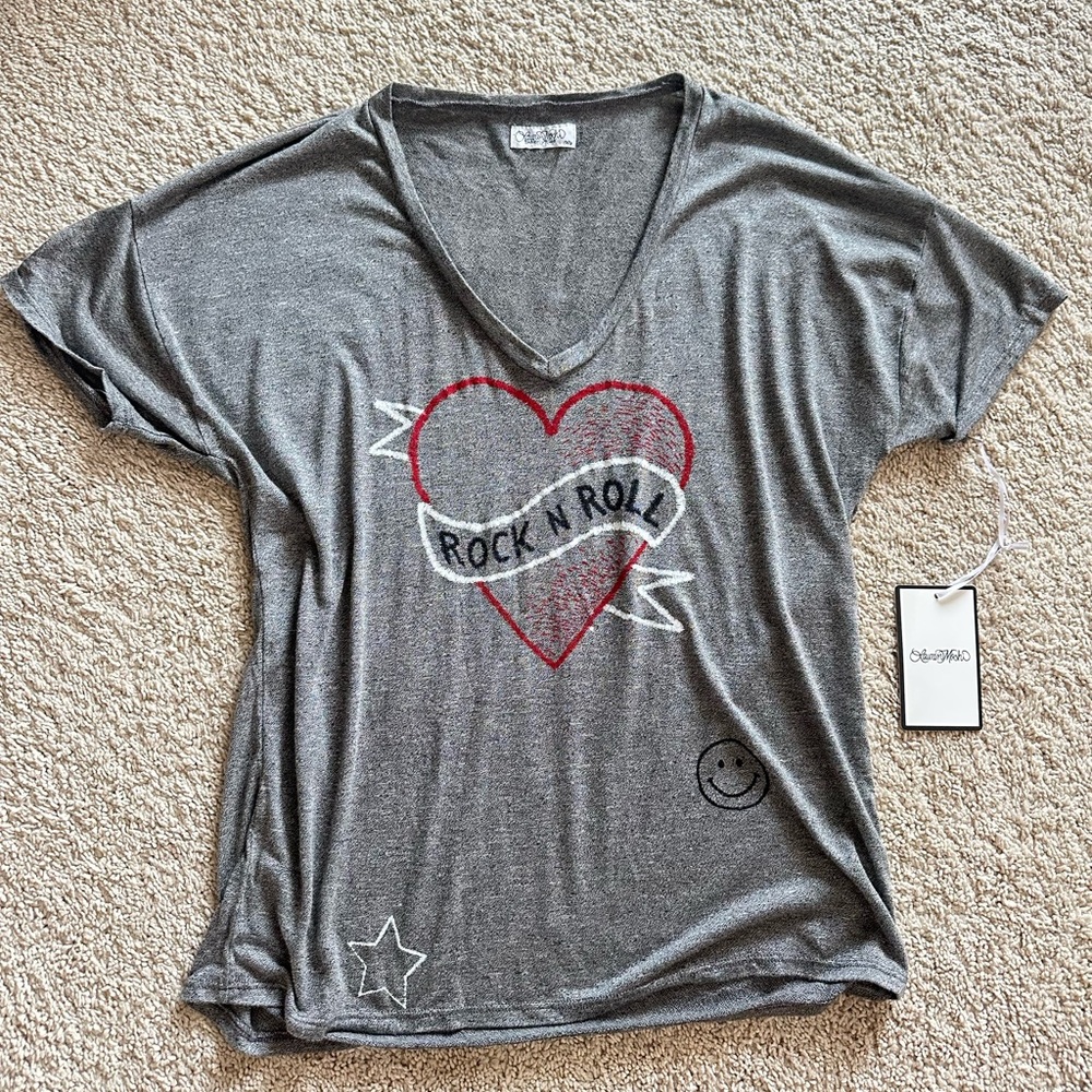 Lauren Moshi Brixtom vneck Rock N Roll tee